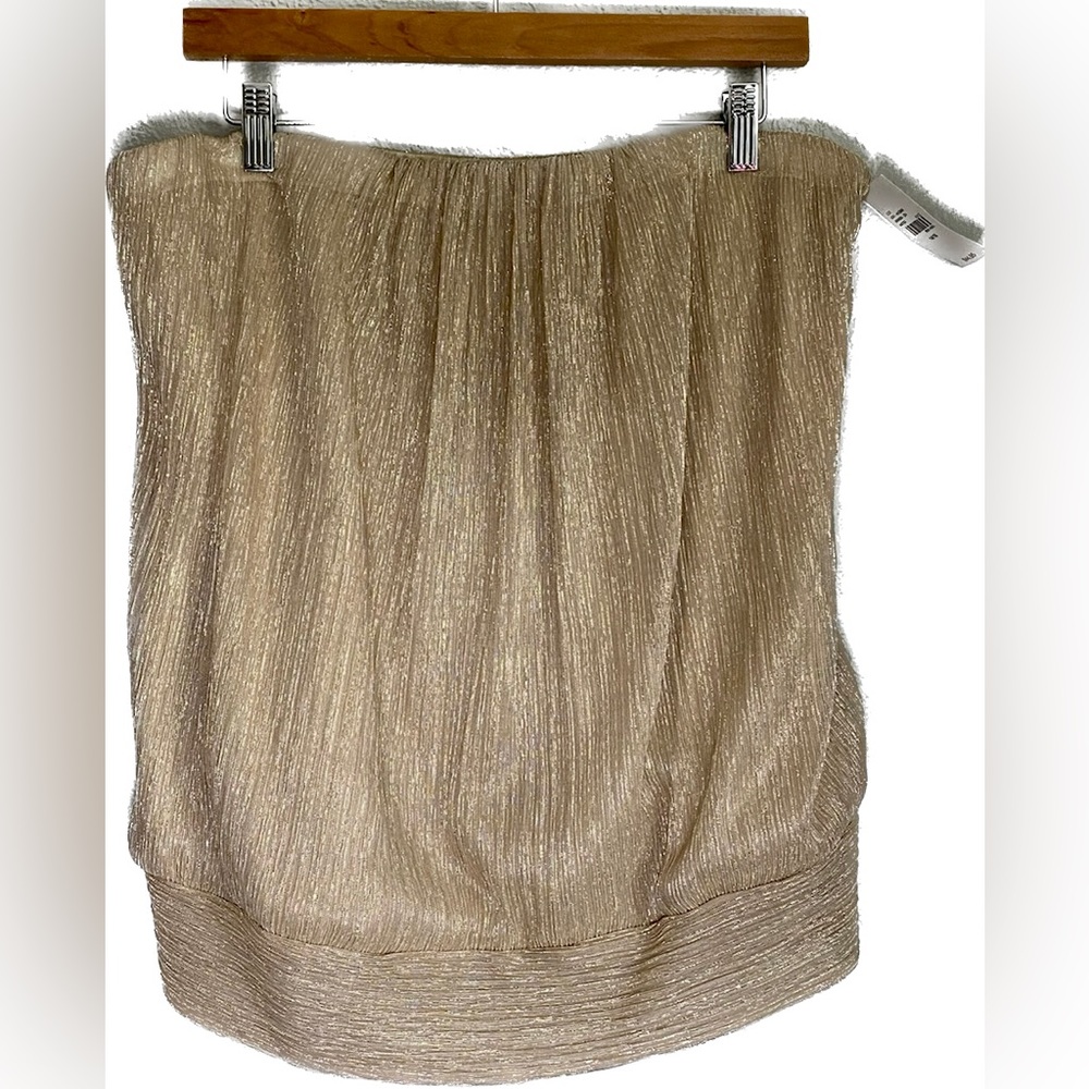 Lane Bryant Gold Metallic Shimmer Ribbed Strapless Top Size 14/16